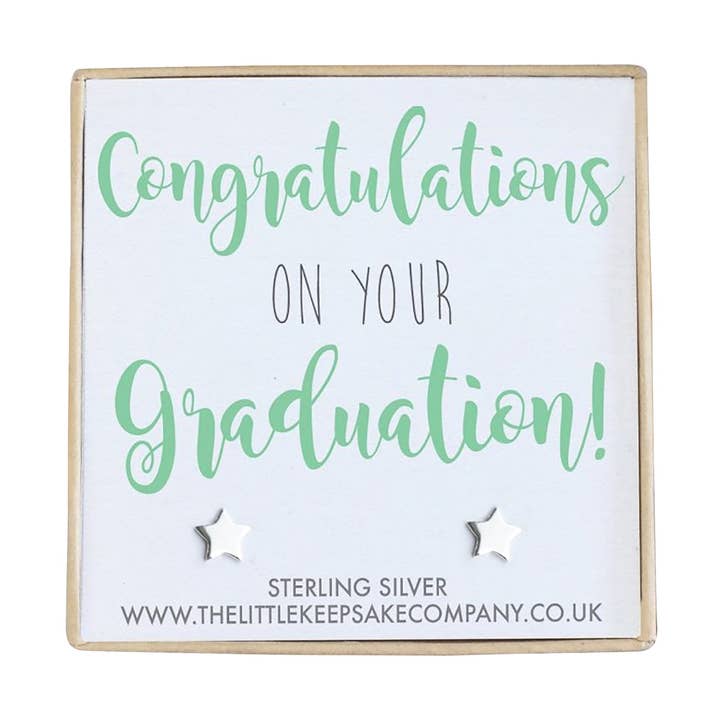 Ohrringe aus Sterlingsilber mit Zitat — Herzlichen Glückwunsch zu Ihrem Abschluss für den Großhandel von The Little Keepsake Company