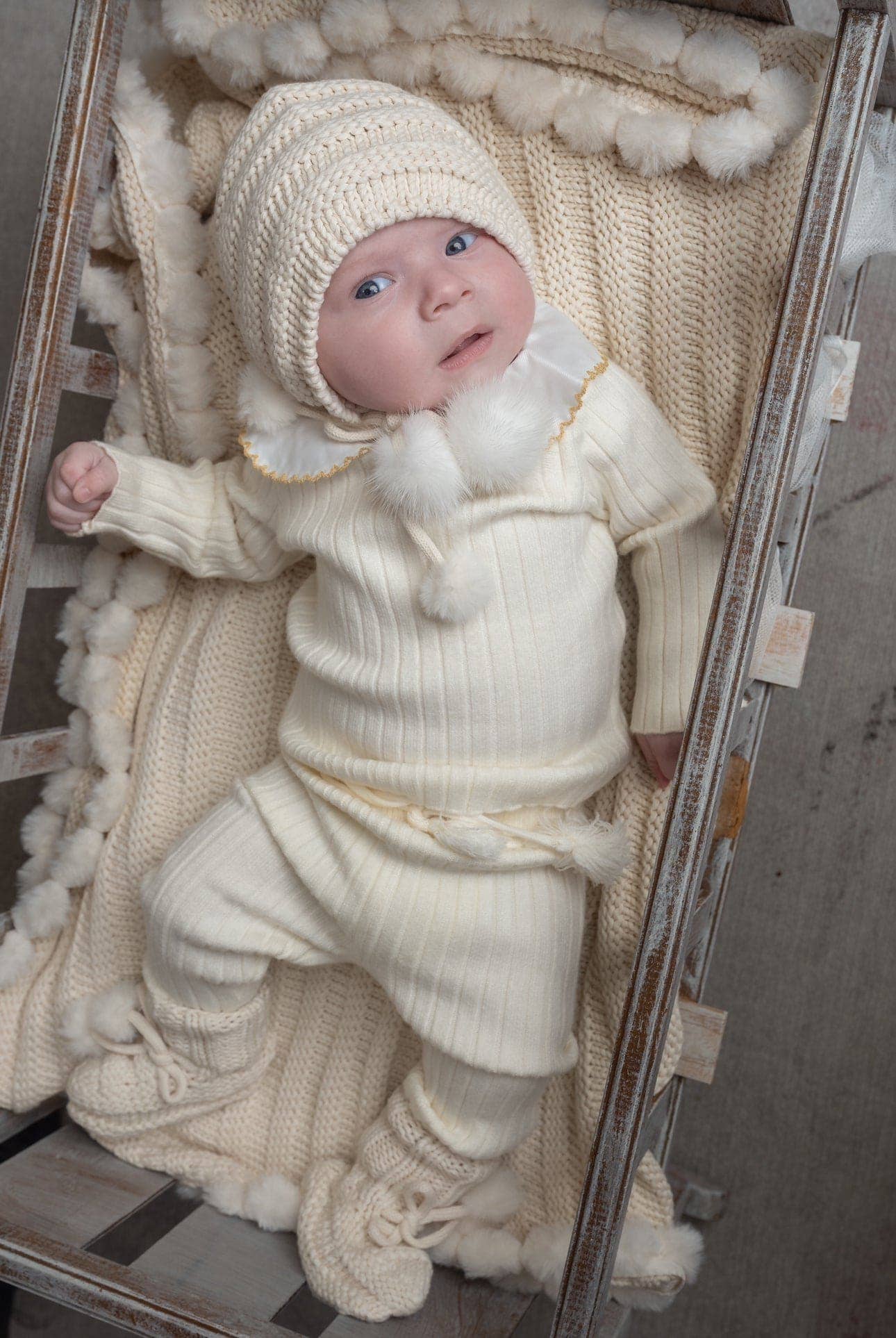 Petite Maison Kids – wholesale Nattmössa – Baby – Havregryn ekologisk bomullsstickad motorhuv1