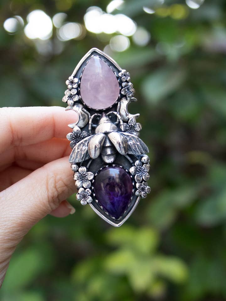 Honungsfärgad Mångård — Rosenkvarts & Ametist Ring, AR-7737 för wholesale av Ambra Jewels