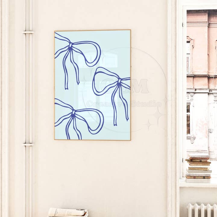 CLM Creative Studio - Wholesale Art Print - Navy Hand Drawn Bows Wall Art Prints 5
