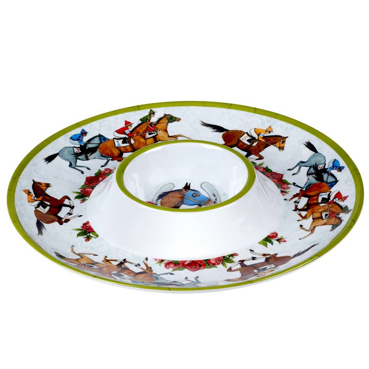 Certified International - Wholesale Condiment/Dip Bowl - Day at the Races Melamine Chip & Dip 14.57