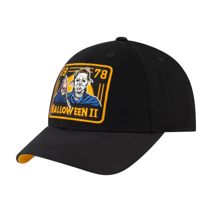 Halloween Baseball Cap, Michael Myers Snapback Hat with Curved Brim, Black, One Size for wholesale by Concept One