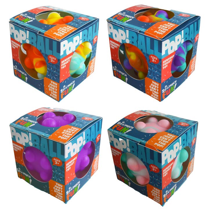Novelty Closeout - Wholesale Fidget Toy - Kids - So Much Fun! Fidget Pop Ball Assortment- 12/Pack