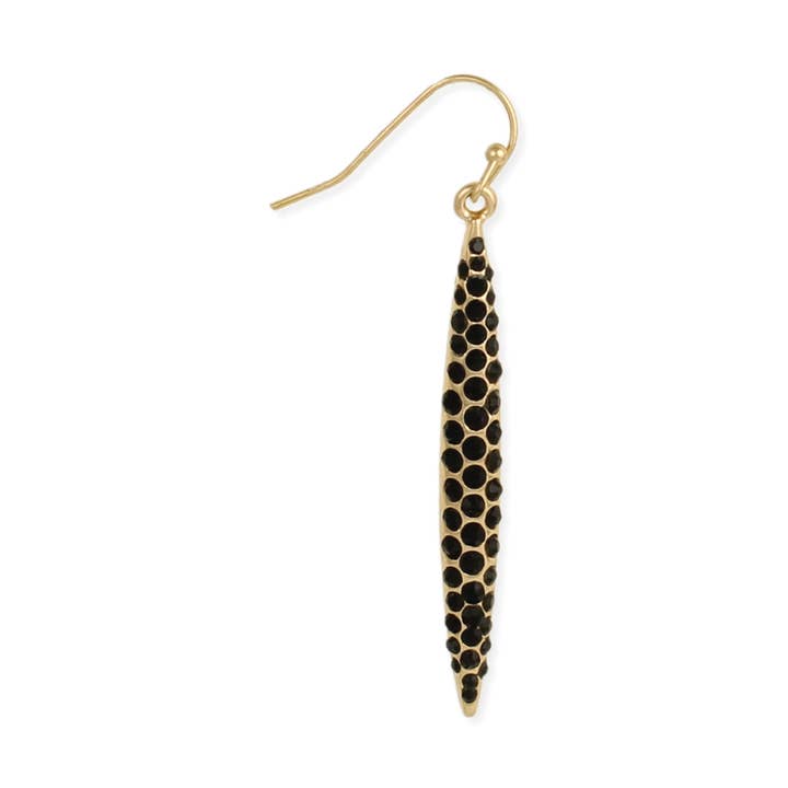 ZAD - Wholesale Dangle Earrings - Gold & Black Crystal Dagger Earring