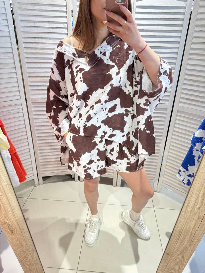 Loose tie-dye printed set in waffle cotton - Set1302 for wholesale by VICTORIA&ISAAC