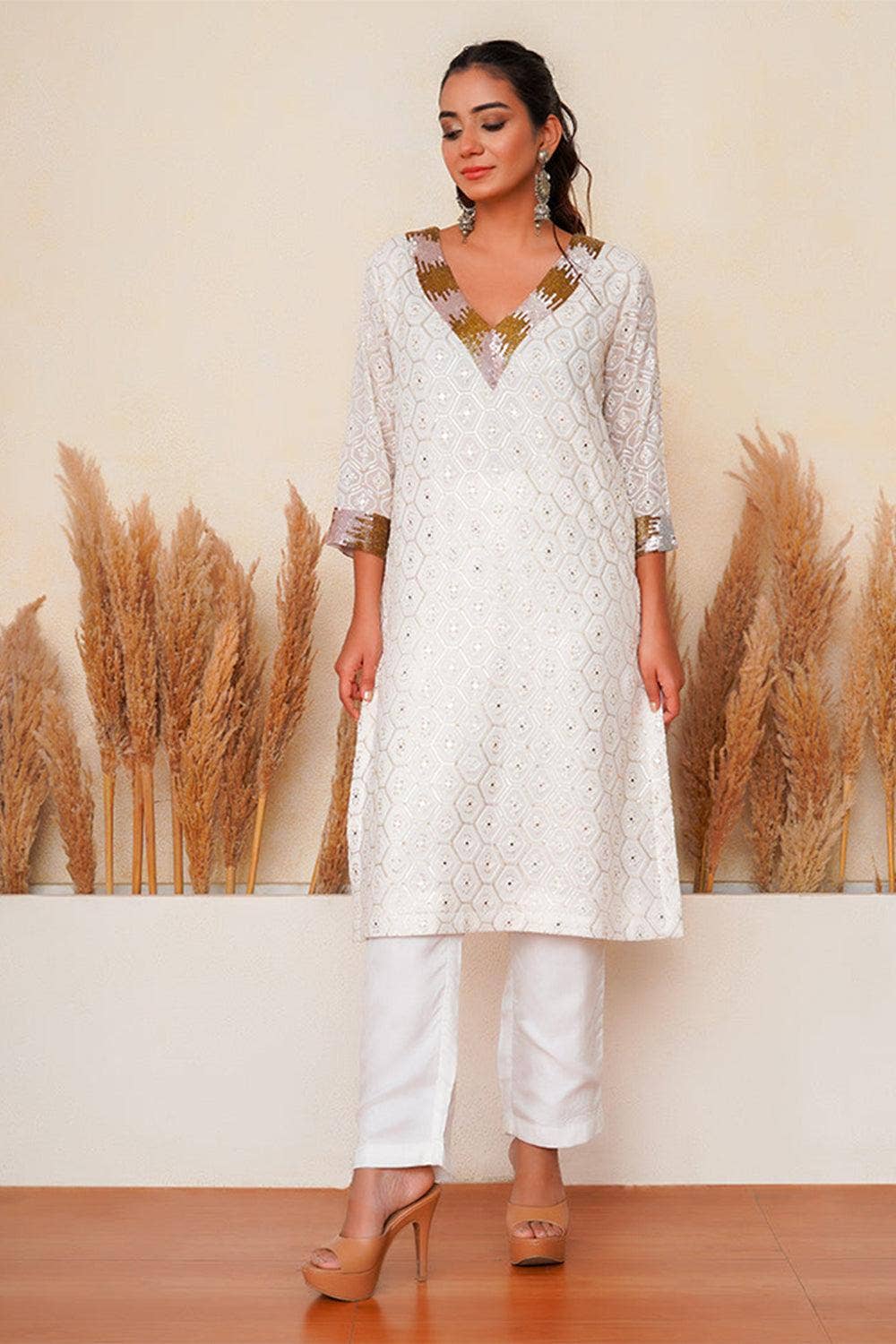 Yunikulondon – wholesale Top & pants set (NOT Loungewear) – Women's – Ivory Setarah Kurta Set3