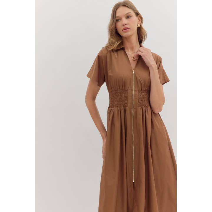 STYLE USA - Wholesale Dress - Women's - Solid short sleeve midi dress 4