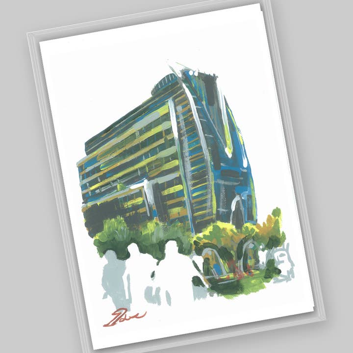 Dallas – Carte postale du bâtiment Hunt Oil pour la vente par Eric Hanson Artwork