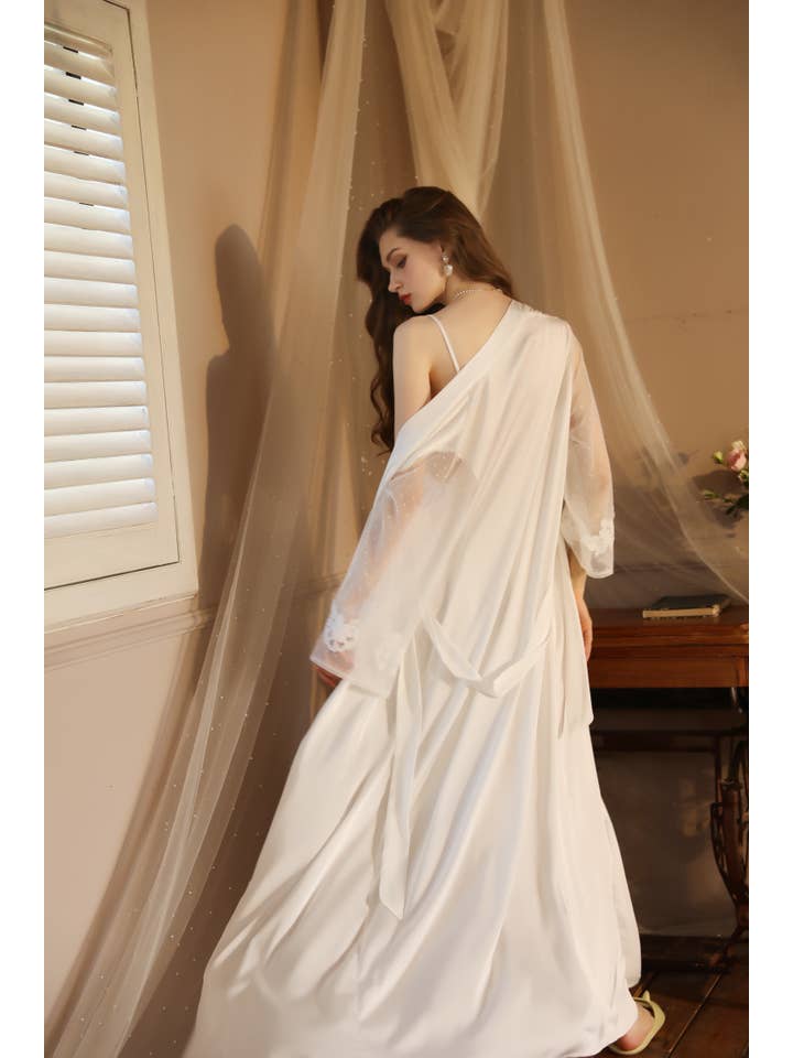 Sweetkama - Wholesale Robe – Women's - Lace Night Gown, Silk Robes,Bridal Party Robes,with babydoll7