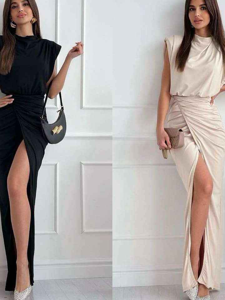 LORIANE - Wholesale Dress - Women's - 10586 tight long dress with front slit one size