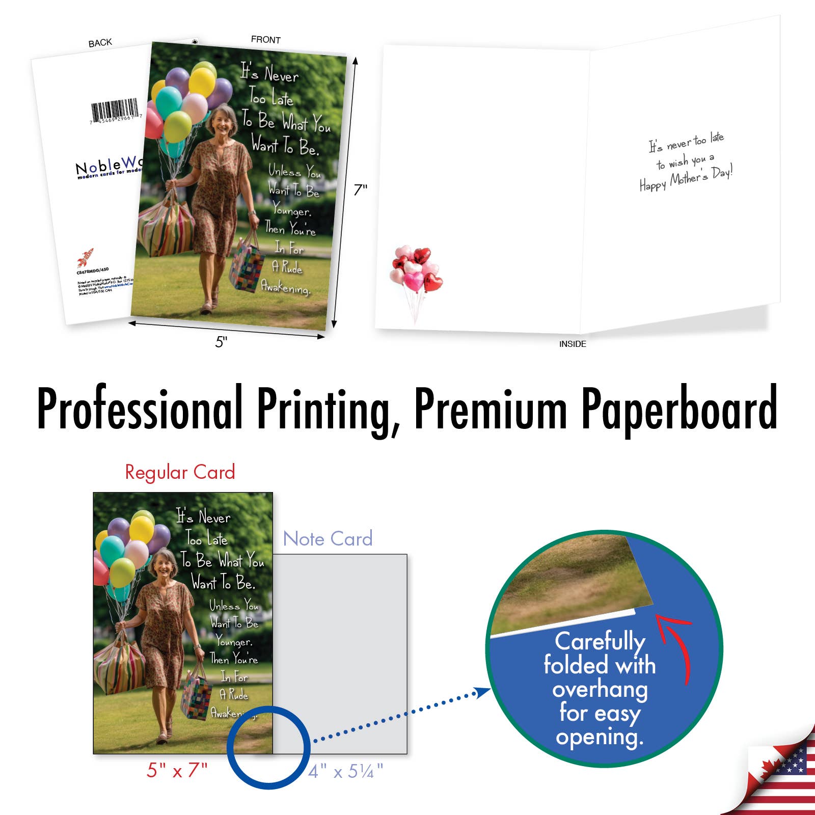 NobleWorks - Wholesale Mother's Day Card - 1 Funny Mother's Day Card - Never Too Late Mom - NobleWorks4