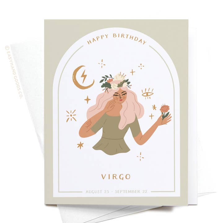 Tarjeta de felicitación de cumpleaños para el signo zodiacal Virgo para venta al por mayor de Easyhand Goods – formerly Onderkast