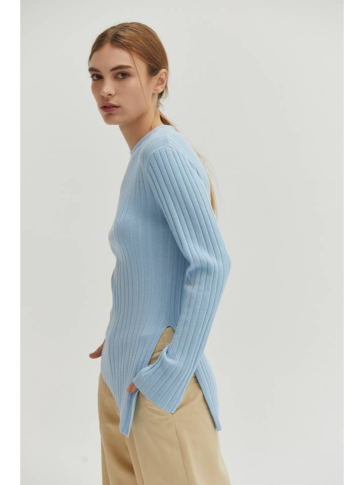 Crescent - Wholesale Knit Top - Women's - CT8839 - Danielle Rib Knit Asymmetric Hem Top