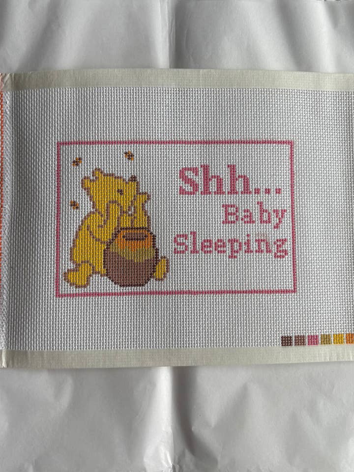 Winnie The Pooh Baby Sleeping Needlepoint Canvas for wholesale by Knot Your Average Stitch
