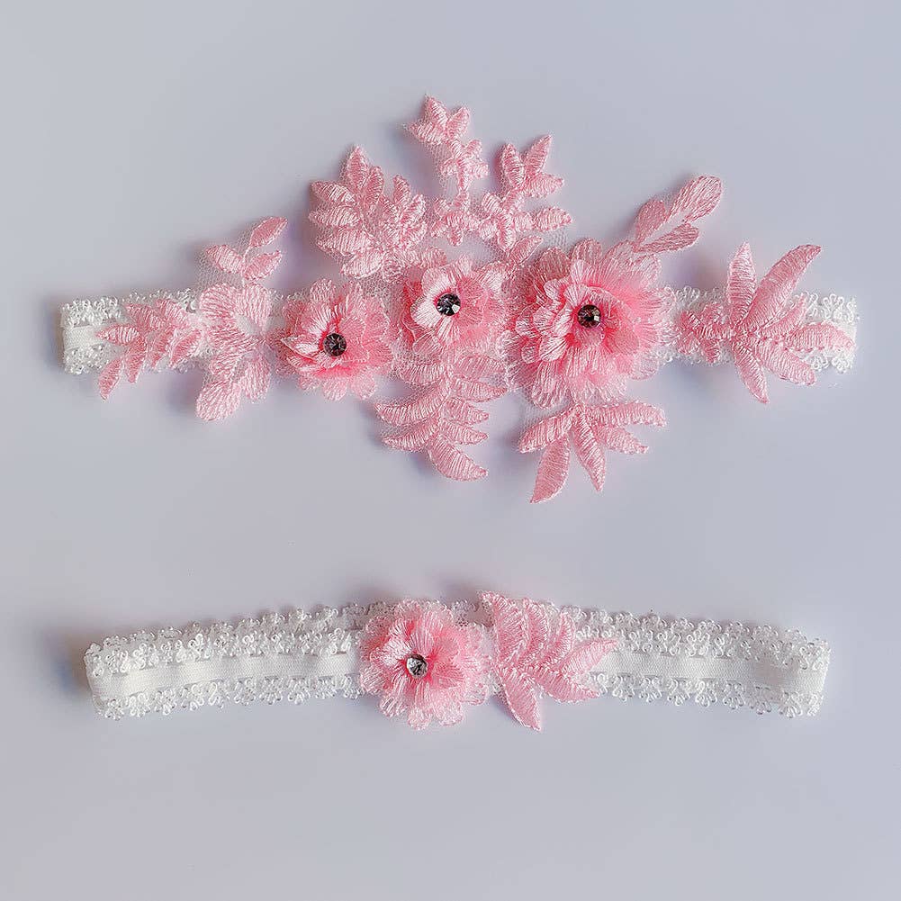 Floris Linens - Wholesale Garter Belt - Women's - Lace Embroidery Wedding Garter Set5