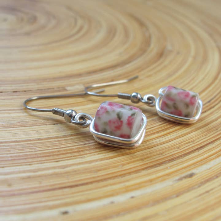 Floral Dangle Stainless Steel Earrings for wholesale by Crystal McMaster Jewellery Designer