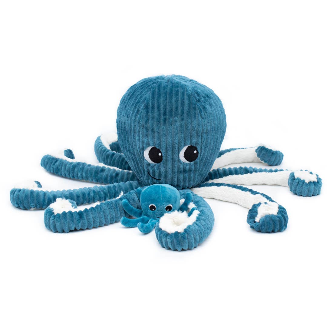 Les Déglingos, France - Wholesale Knuffels - Kinderen en baby - LES PTIPOTOS - 45 cm knuffel blauwe octopus mama met baby2