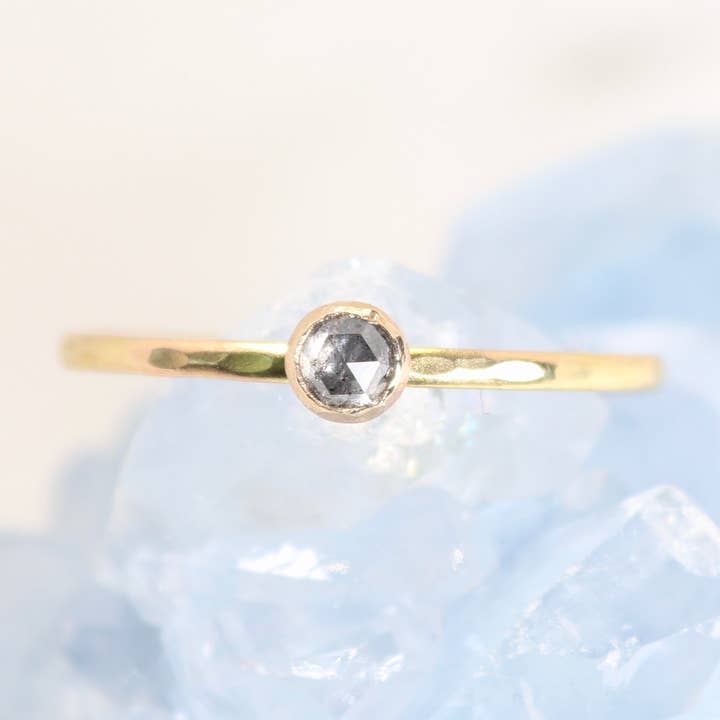 Esme – wholesale Single stone/solitaire ring – Salt and Pepper Diamond Ring in Solid 14k Gold0