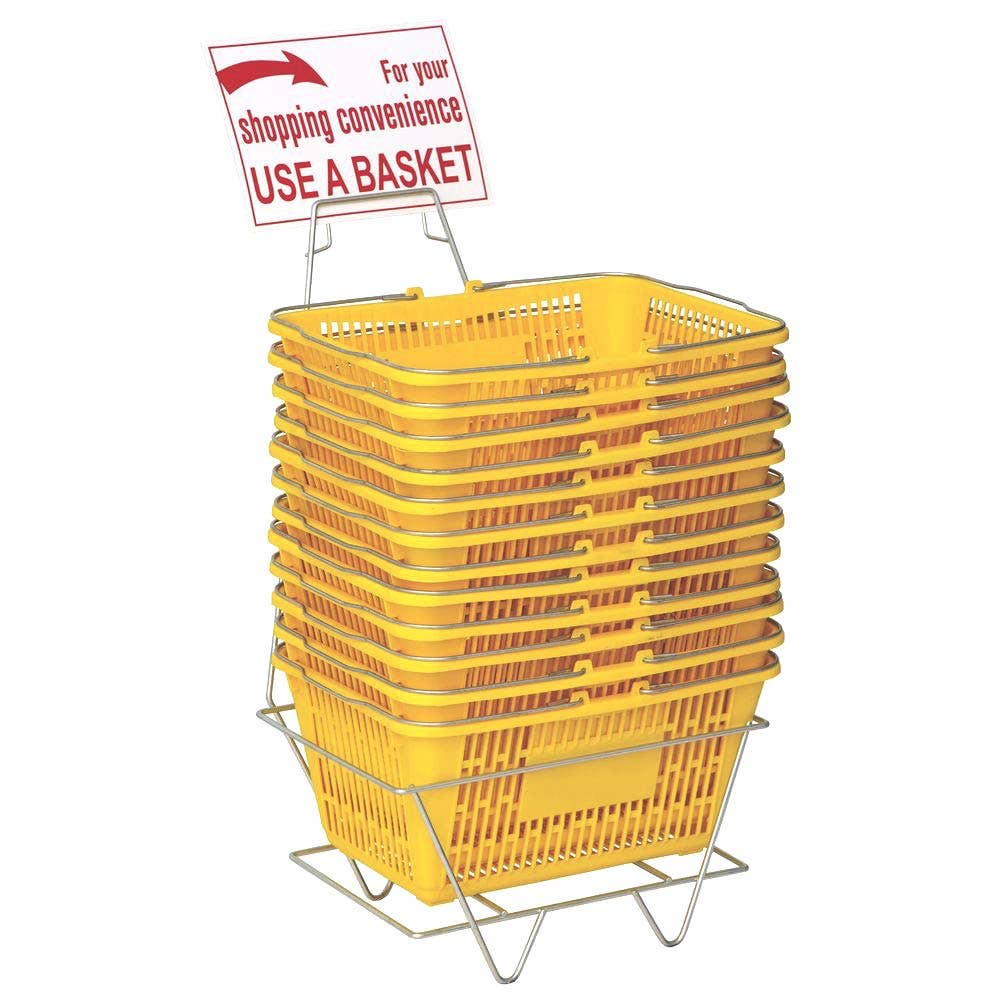 Only Hangers - Wholesale Grocery/Shopping Bag - Shopping Basket Set of 12  Plastic with Sign and Stand (Metal Handles)4