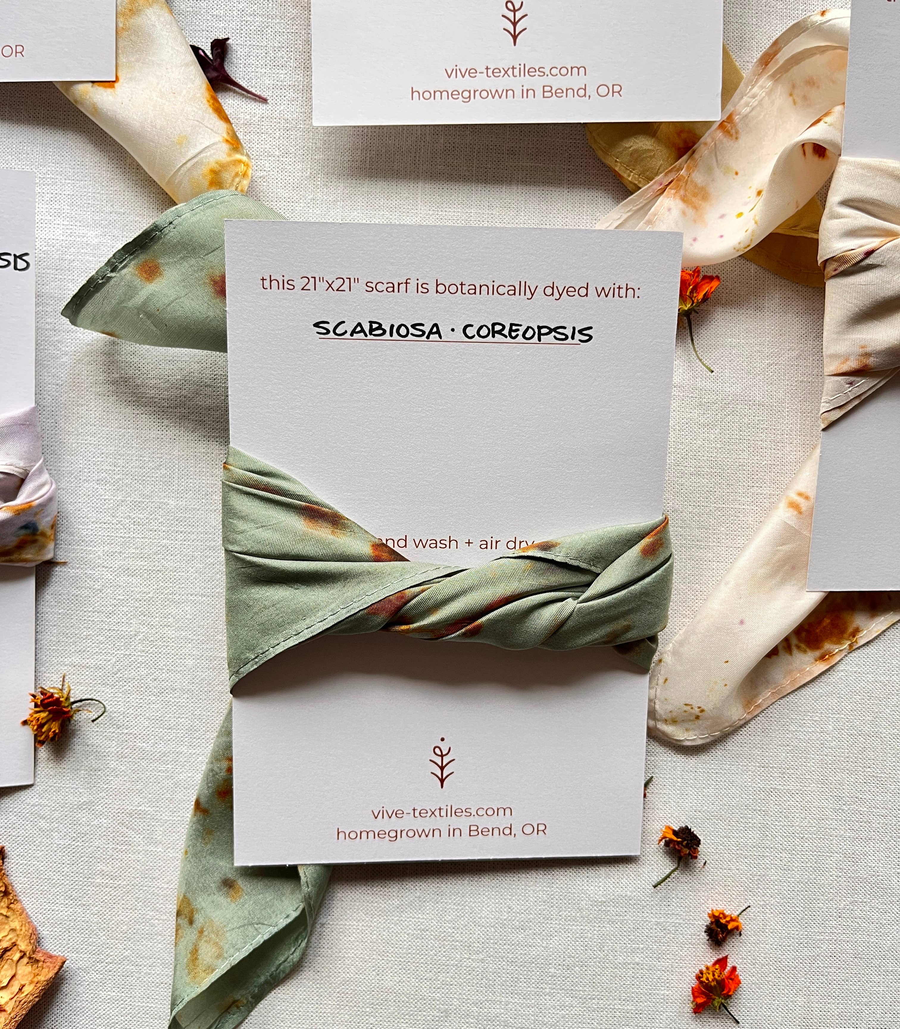 Vive Textiles - Wholesale Scarf - Unisex - Naturally Dyed Silk Bandana Scarf - Moonpetal 5