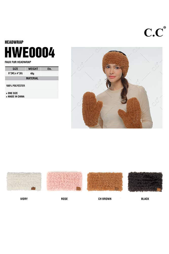 Hana - Vendita all'ingrosso Fascia per capelli - Donna - Copricapo in pelliccia sintetica tinta unita C.C5