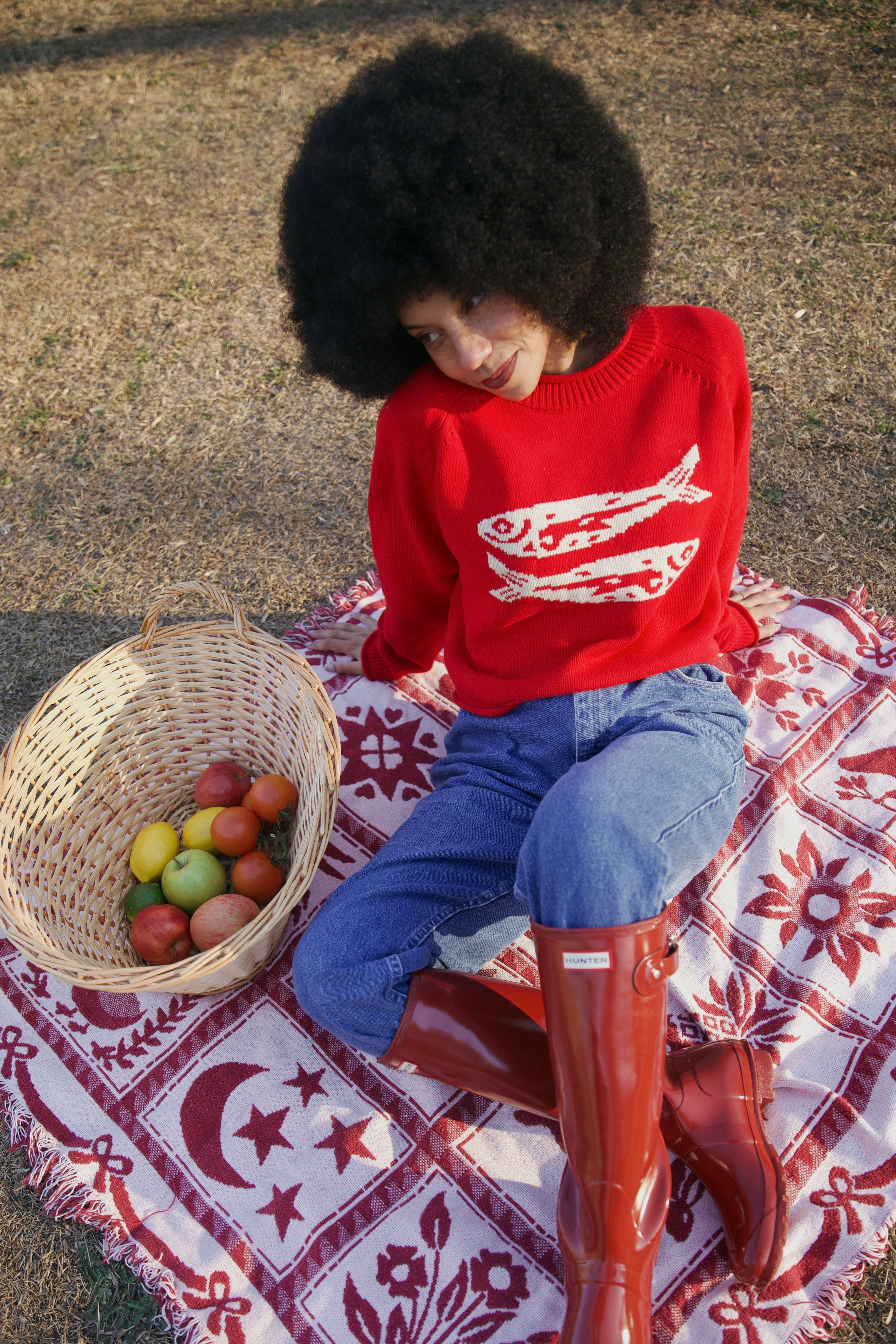 Beaten Path Co - Wholesale Knit Sweater - Unisex - RED COTTON FISH SWEATER2