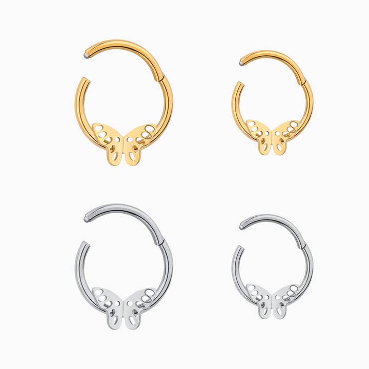 Titanium Butterfly Clicker Hoop for wholesale by oumo jewelry
