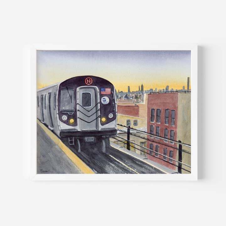 New York City Subway Art Print for wholesale by Pintalustika - Joyful Urban Illustrations