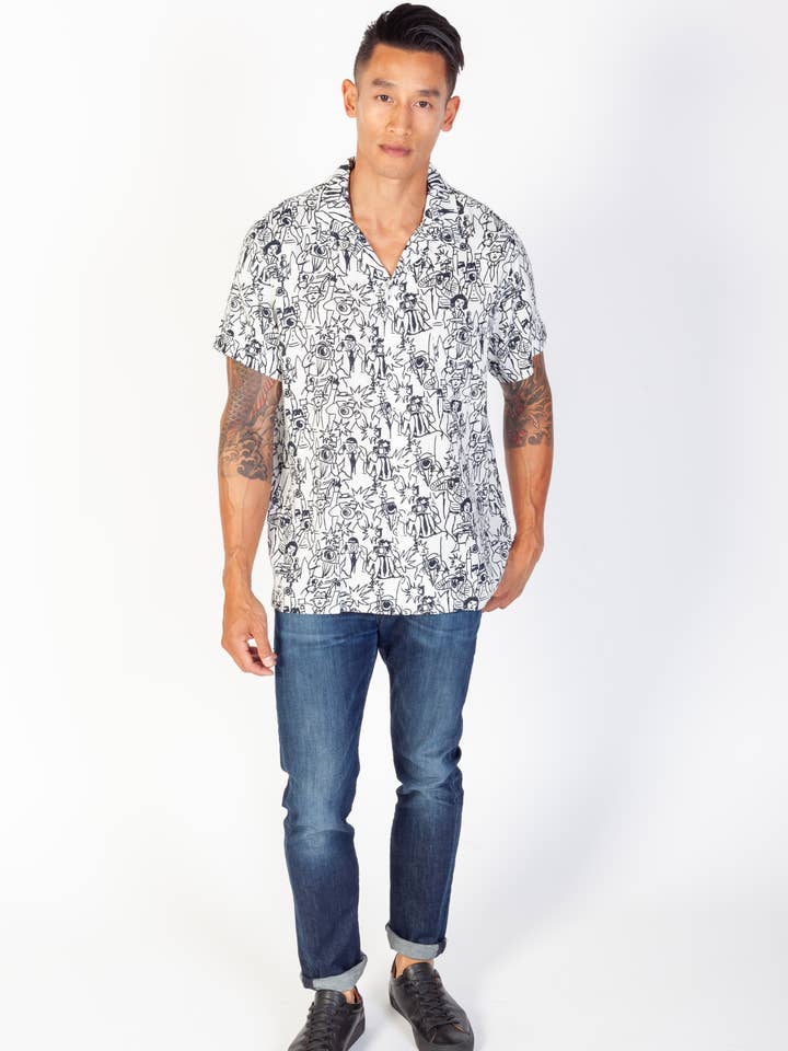 HVID/SORT Paparazzi Camp Skjorte for engroshandel på Faire3