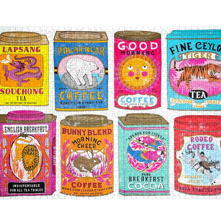 Happily Puzzles - Wholesale Puzzle - Adult - Vintage Tea & Coffee Tins - 1,000 piece premium puzzle1