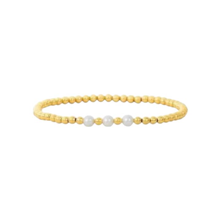 Sea Bones - Wholesale Beaded Bracelet - Dainty Tri-Pearl Shimmer Bracelet