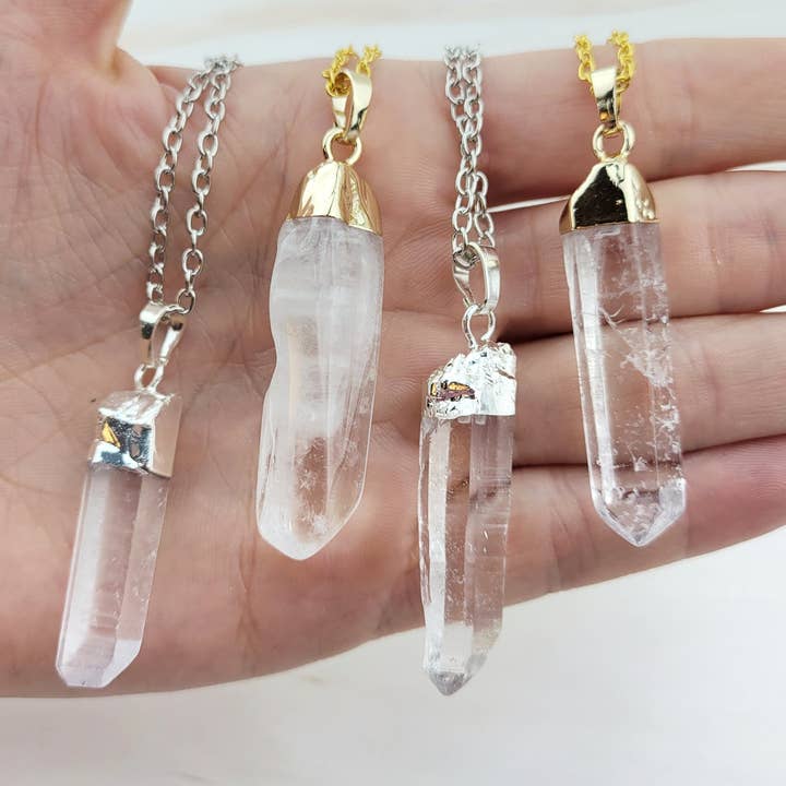 WonderLight Jewelry - Wholesale Pendant/Charm Necklace - Raw Crystal Pendulum Necklace - Clear Quartz / Clarity1