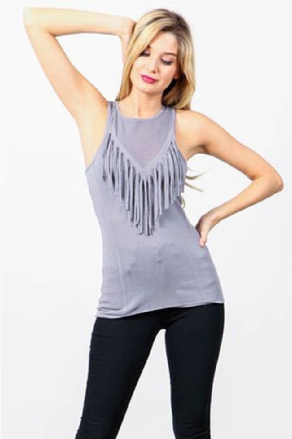 Hesperus - Wholesale Knit Top - Women's - TEXTURED TOP WITH FRINGE14