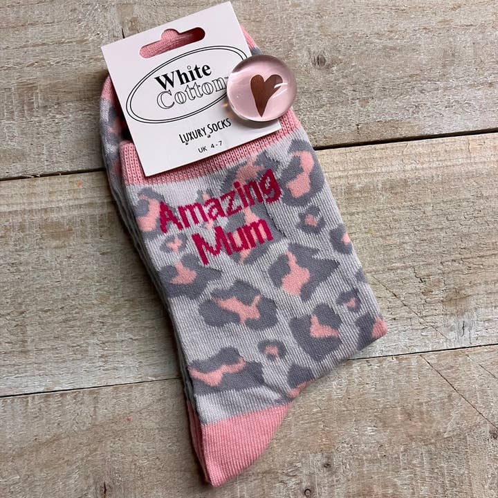 Chaussettes Uk 4-7 - Mum Leopard Print (SK15) pour la vente par White Cotton Cards