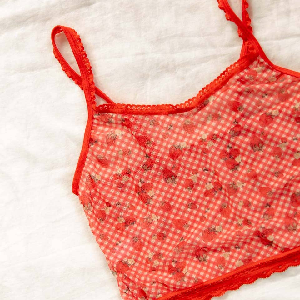 Strawberry Jam Printed Crop Cami for wholesale on Faire2