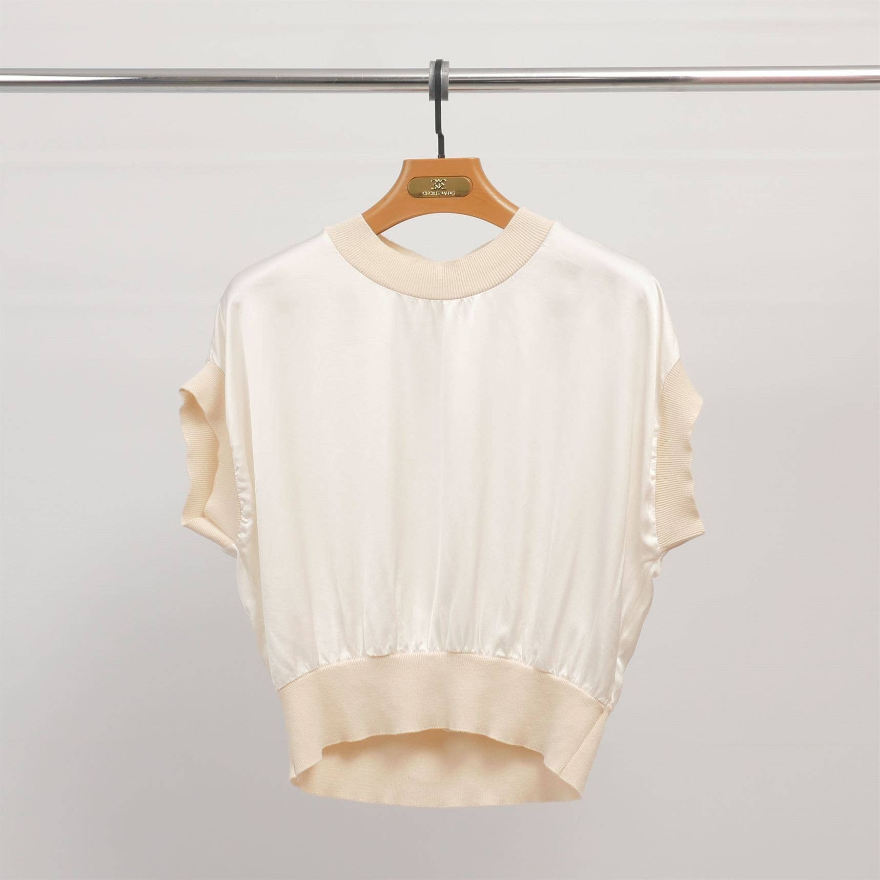 Cecile Wang – Engroshandel Strikket top - Dame – KD8679VS tofarvet top med elastik forneden og ved ærmerne10