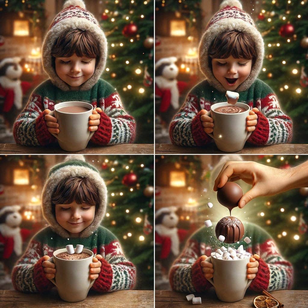 The Wine Savant /  Khen Glassware – Caixa de chocolate por atacado – Conjunto de 6 Bolas de Chocolate Quente - Sabor Chocolate Negro6