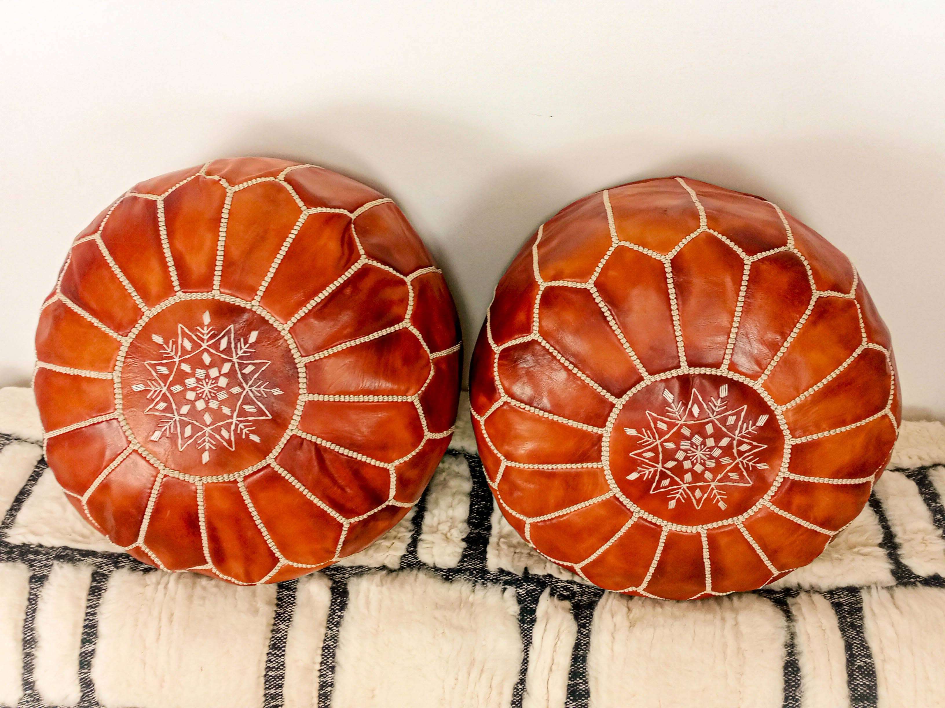 BohoVibeCraft - Wholesale Pouf - SET OF 2 Moroccan Leather Pouf Ottoman Moroccan footrest2