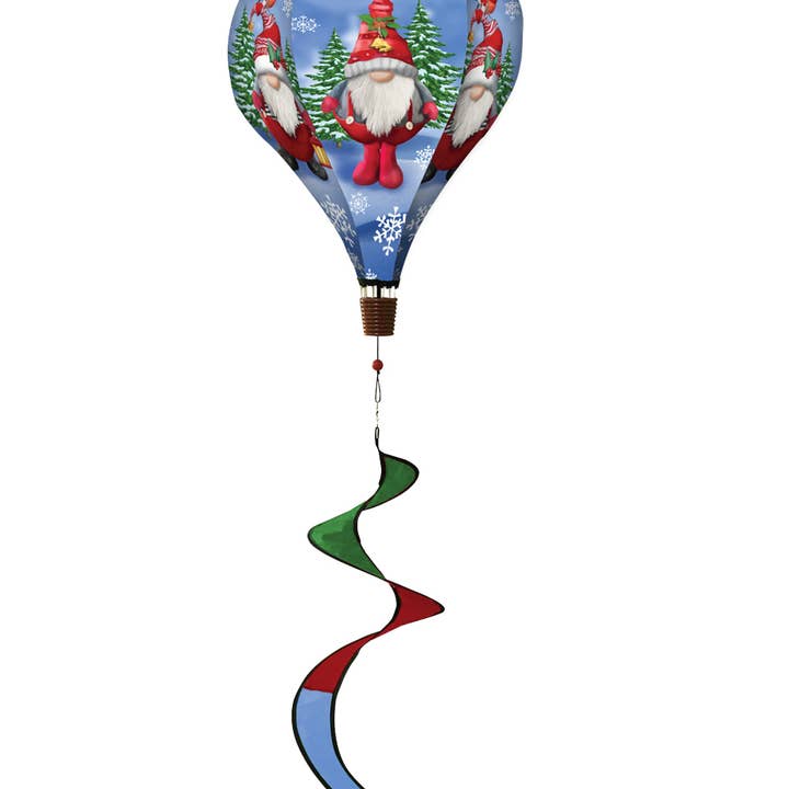 Briarwood Lane - Wholesale Wind Spinner - Winter Gnomes Deluxe Hot Air Balloon Wind Twister 54" x 12"