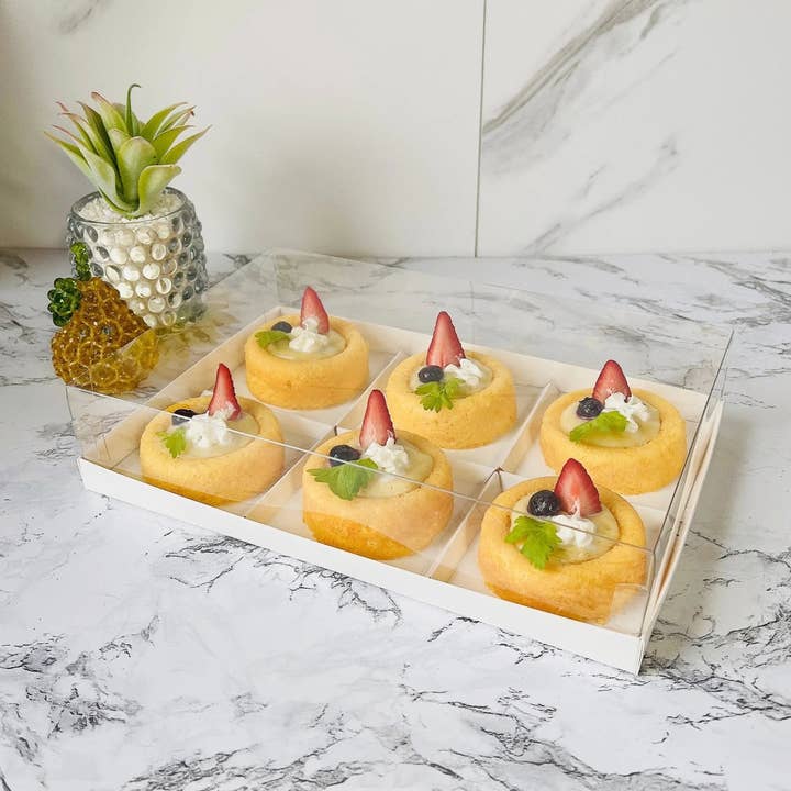 Clear Dessert Boxes 4-6 Holes - Bakery Supply for wholesale by Sweet Degrees Kitchen