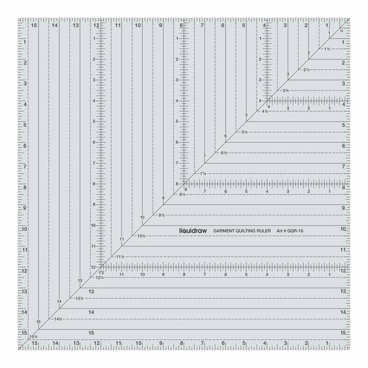 Liquidraw Square Quilting Ruler, Clear Acrylic Template, 16" for wholesale by Liquidraw