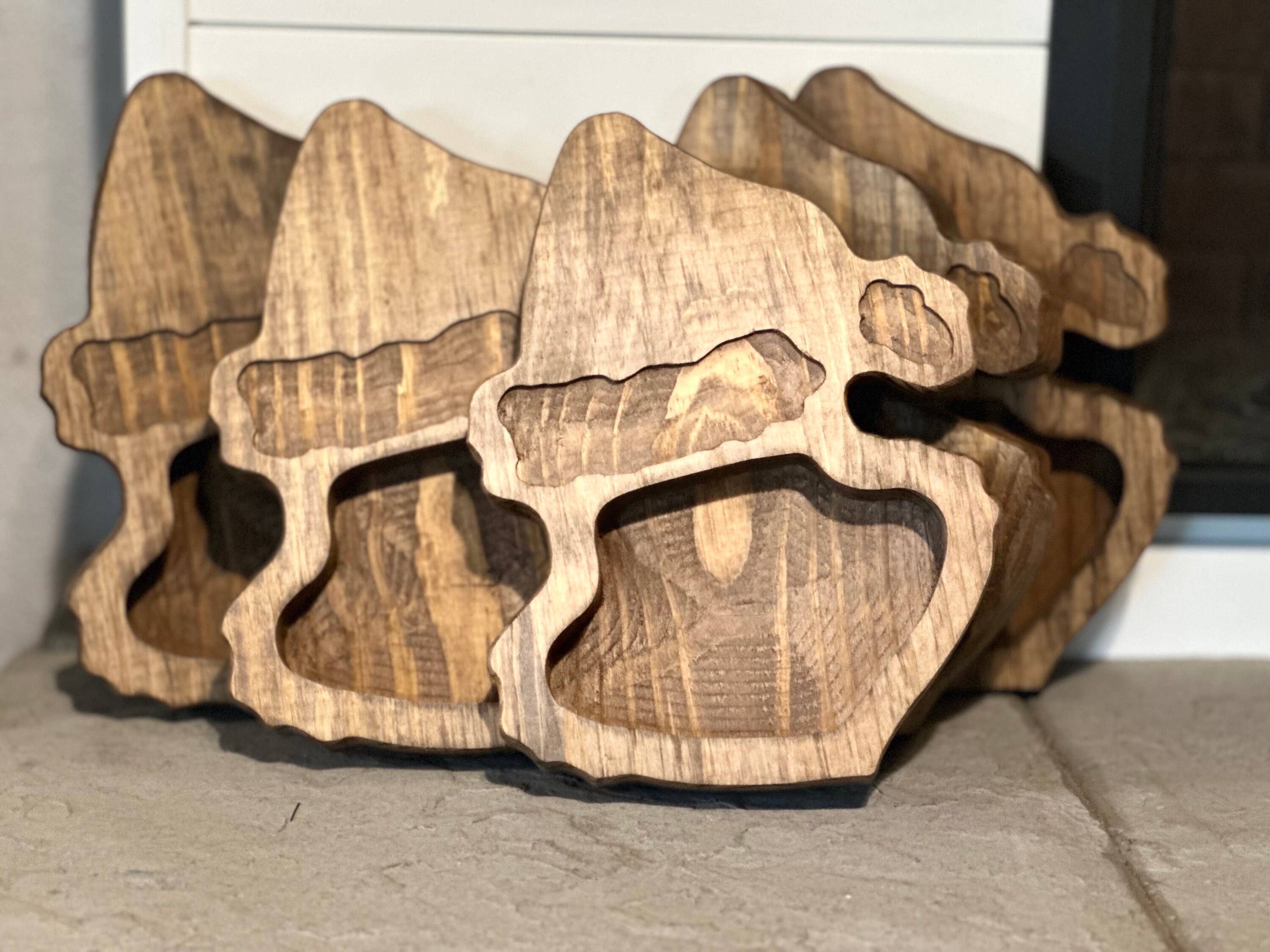 McCain's Furniture Co - Wholesale Candle Holder - Grinch Stain Wood Bowl Candle Ready Set of 5 - Candle Holder5