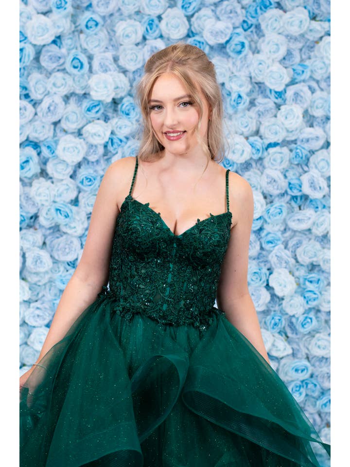 Malia Ruffle Dark Green for wholesale on Faire2