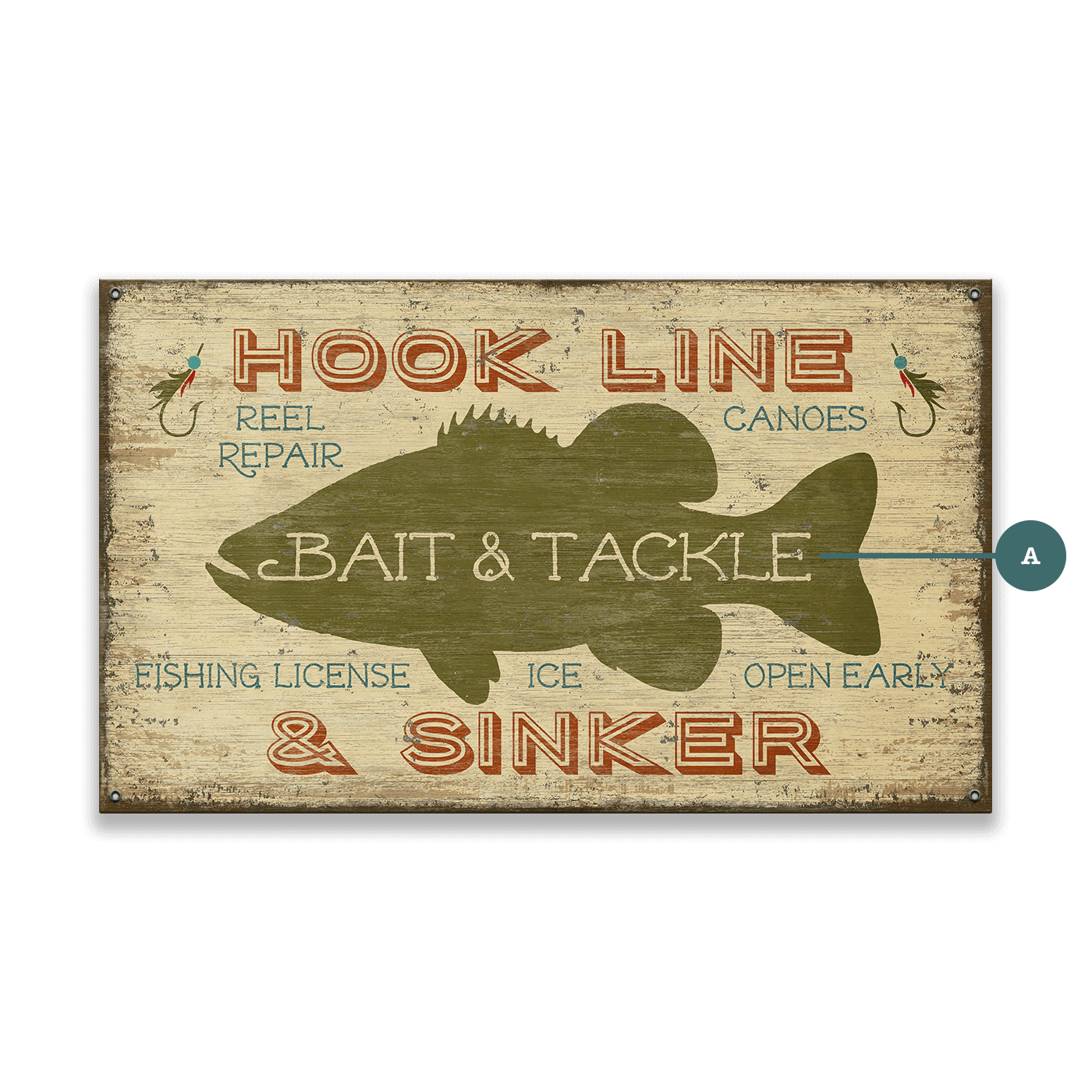 Old Wood Signs – wholesale Sign – Bait and Tackle - Wood & Metal Wall Art5