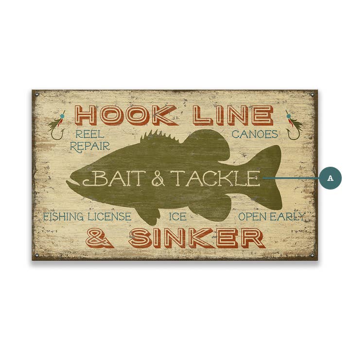 Old Wood Signs - Wholesale Sign - Bait and Tackle - Wood & Metal Wall Art4