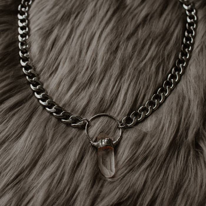 Midnight Raven Studios - Wholesale Pendant/Charm Necklace - Athena Necklace – Clear Quartz & Thick Stainless Chain2