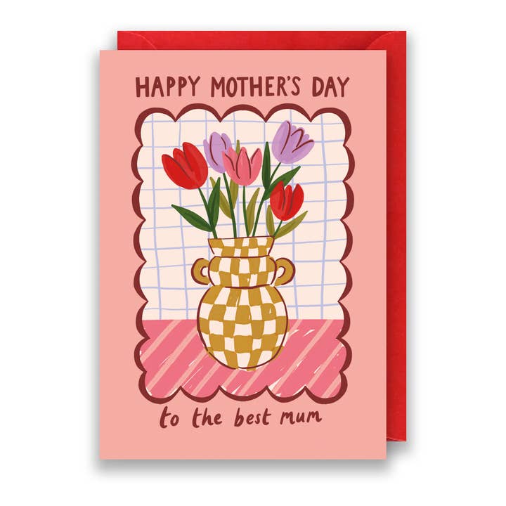 Jessie Maeve Studio – wholesale Mother’s Day card – Scallop Frame Vase Mother's Day Card