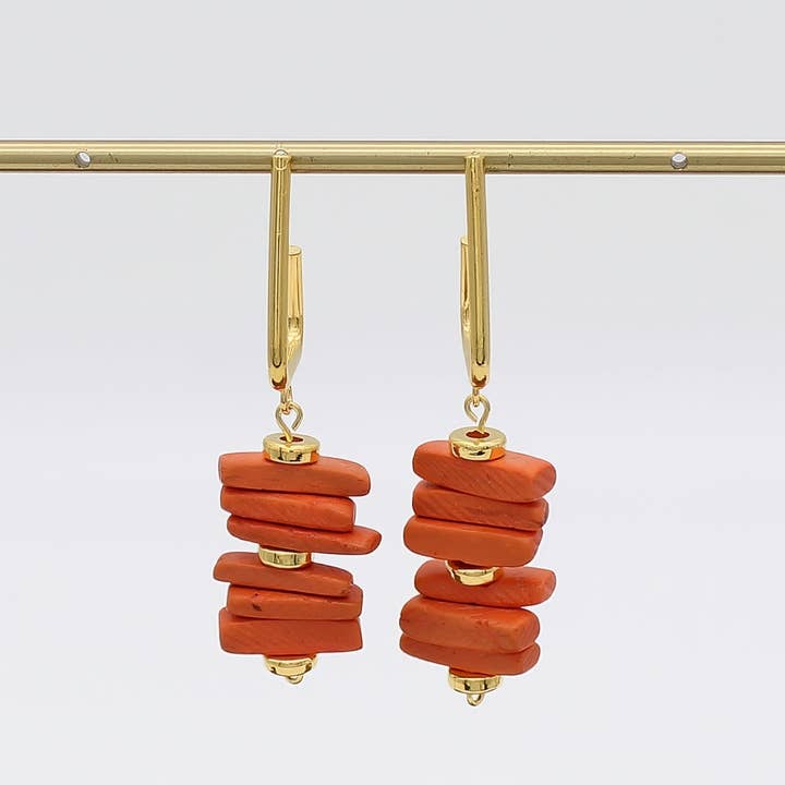 Boucles d'oreilles pendantes empilées orange pour la vente par Sylca Designs