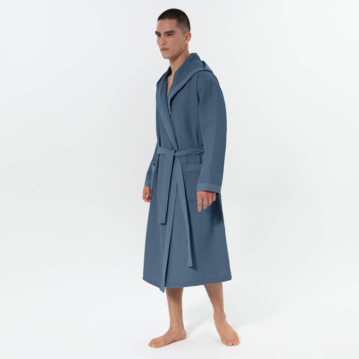 SEYANTE - Wholesale Robe - Men's - Men's Hooded Turkish Cotton Waffle Robe