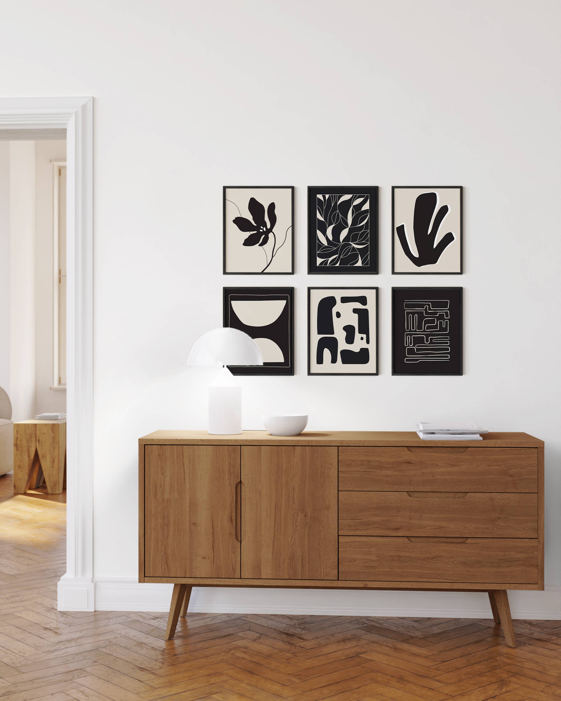 Haus and Hues - Wholesale Gallery Wall Set - Black and Beige Abstract Wall Art Set2